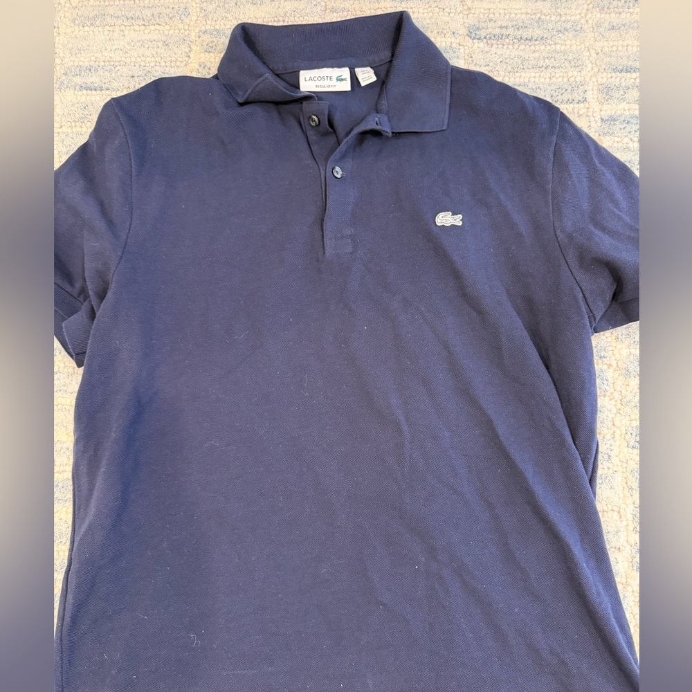 Lacoste Navy Blue Regular fit Polo Shirt with white logo